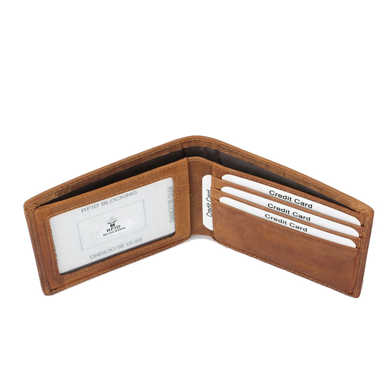 Billetera hombre cuero genuino protecci n RFID bifold brown