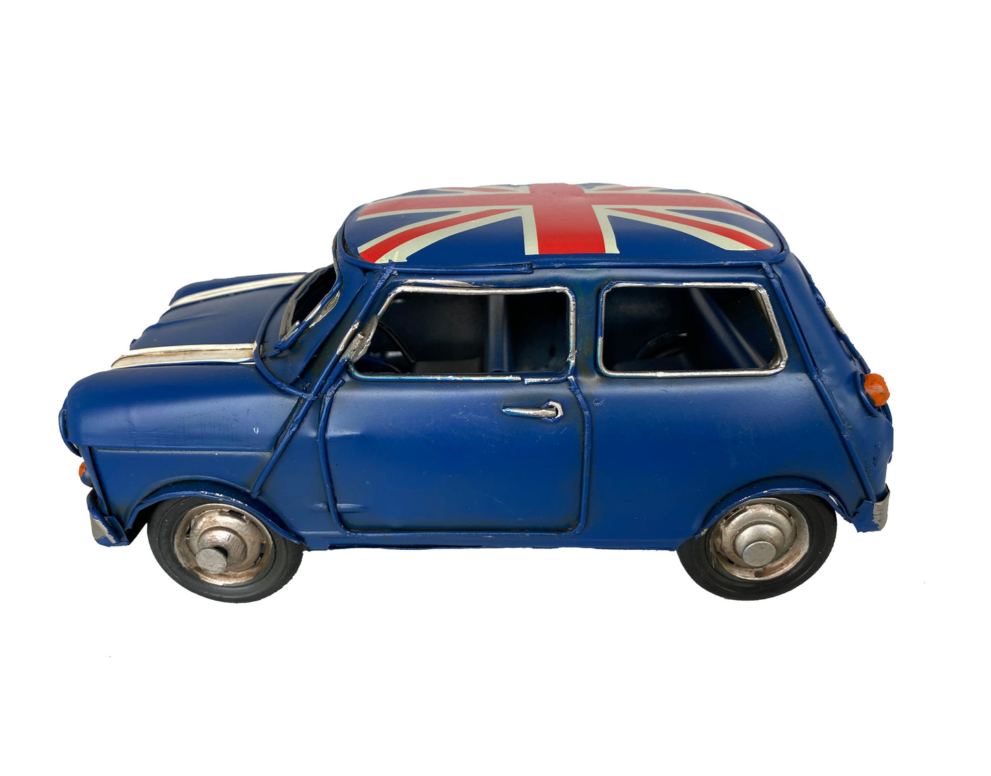 Auto A Escala, Mini Cooper Azul, Decoración Vintage.